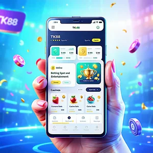 Biểu tượng điện thoại thông minh với form đăng ký tài khoản TK88